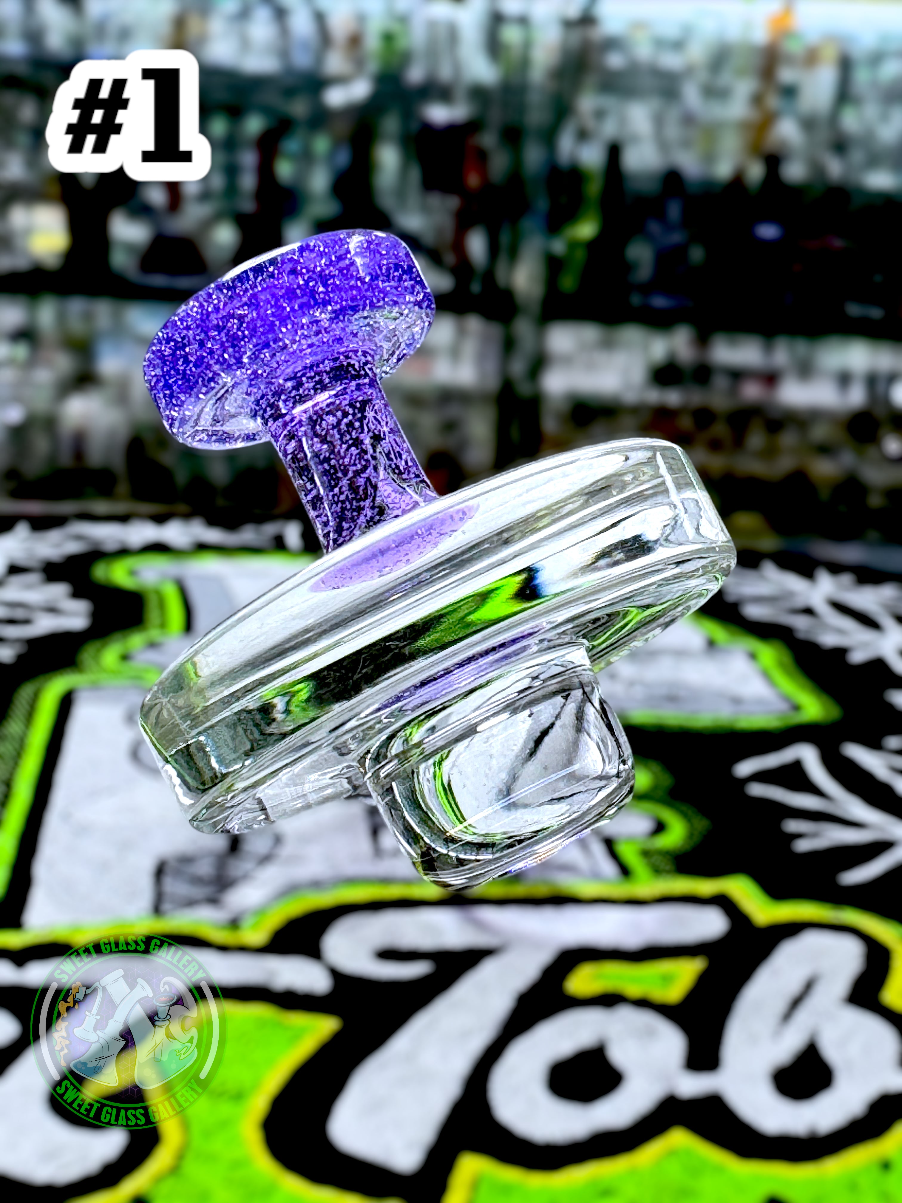 Jong Glass - Slurper Flat Cap (Fits 20mm Slurpers) #1 Purple Lollipop