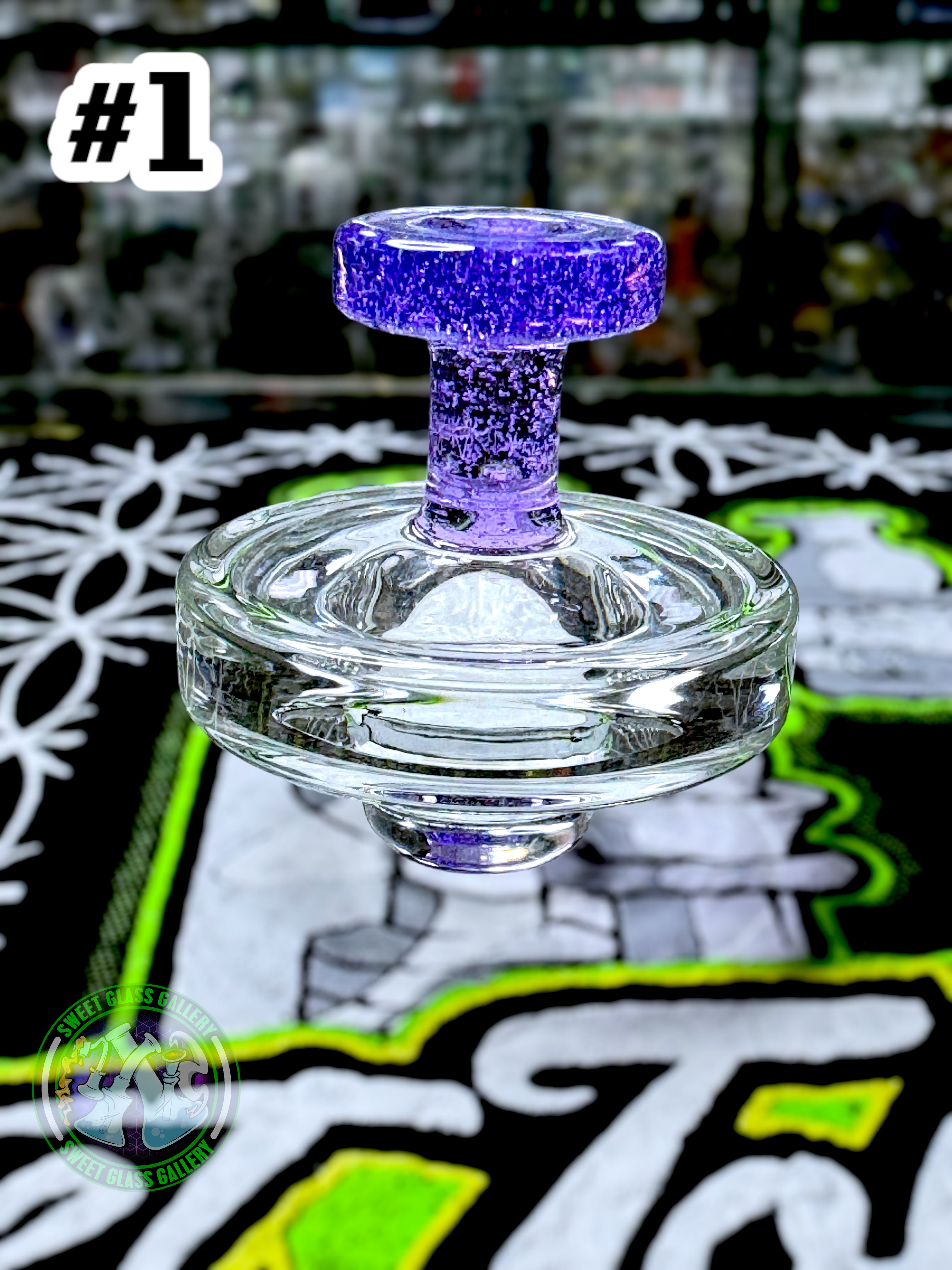 Jong Glass - Slurper Flat Cap (Fits 20mm Slurpers) #1 Purple Lollipop
