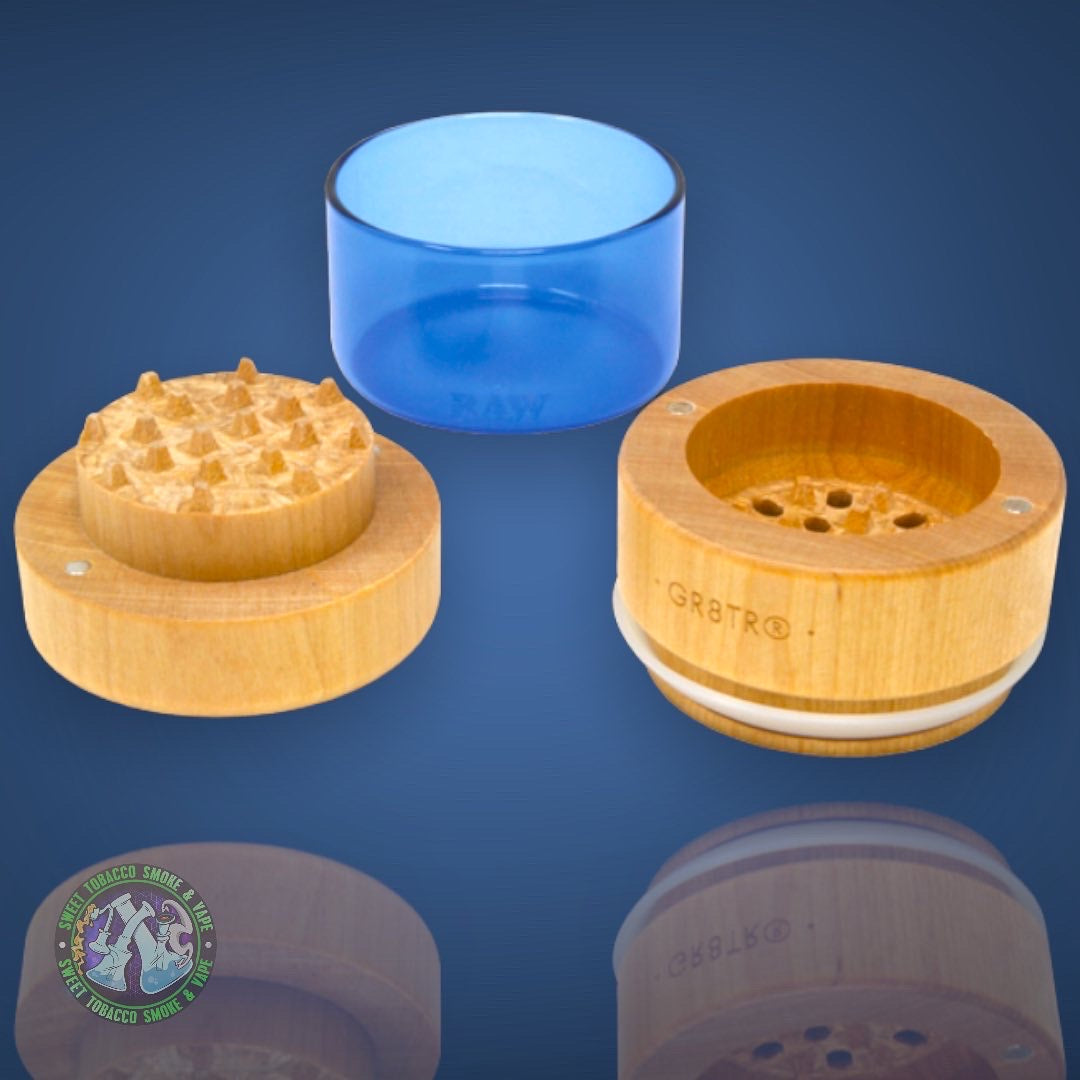Raw - Natural Wood Grinder (Blue Glass)