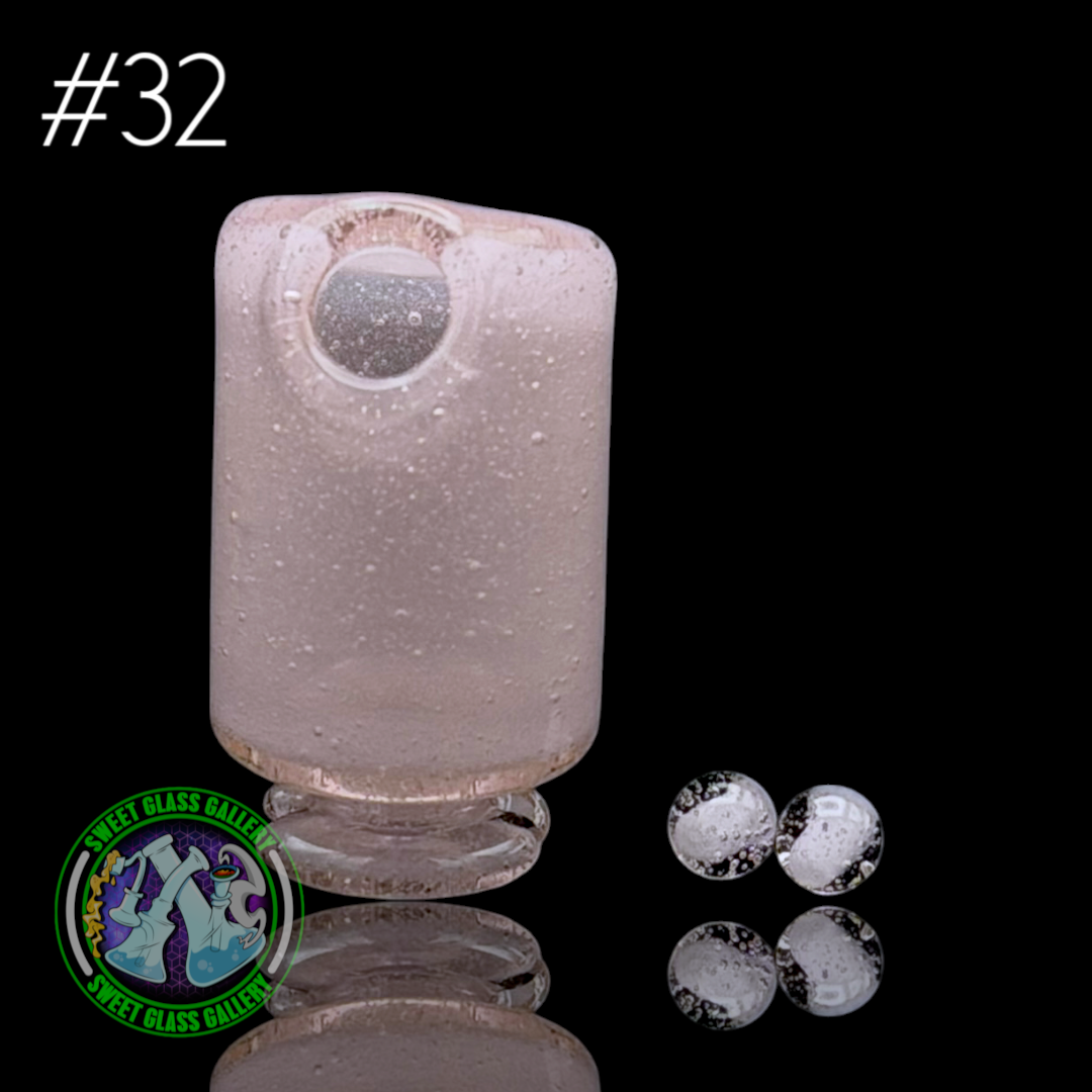 Kizmit Glass - Puffco Pivot Top #32 - Pink Lollipop x Star White