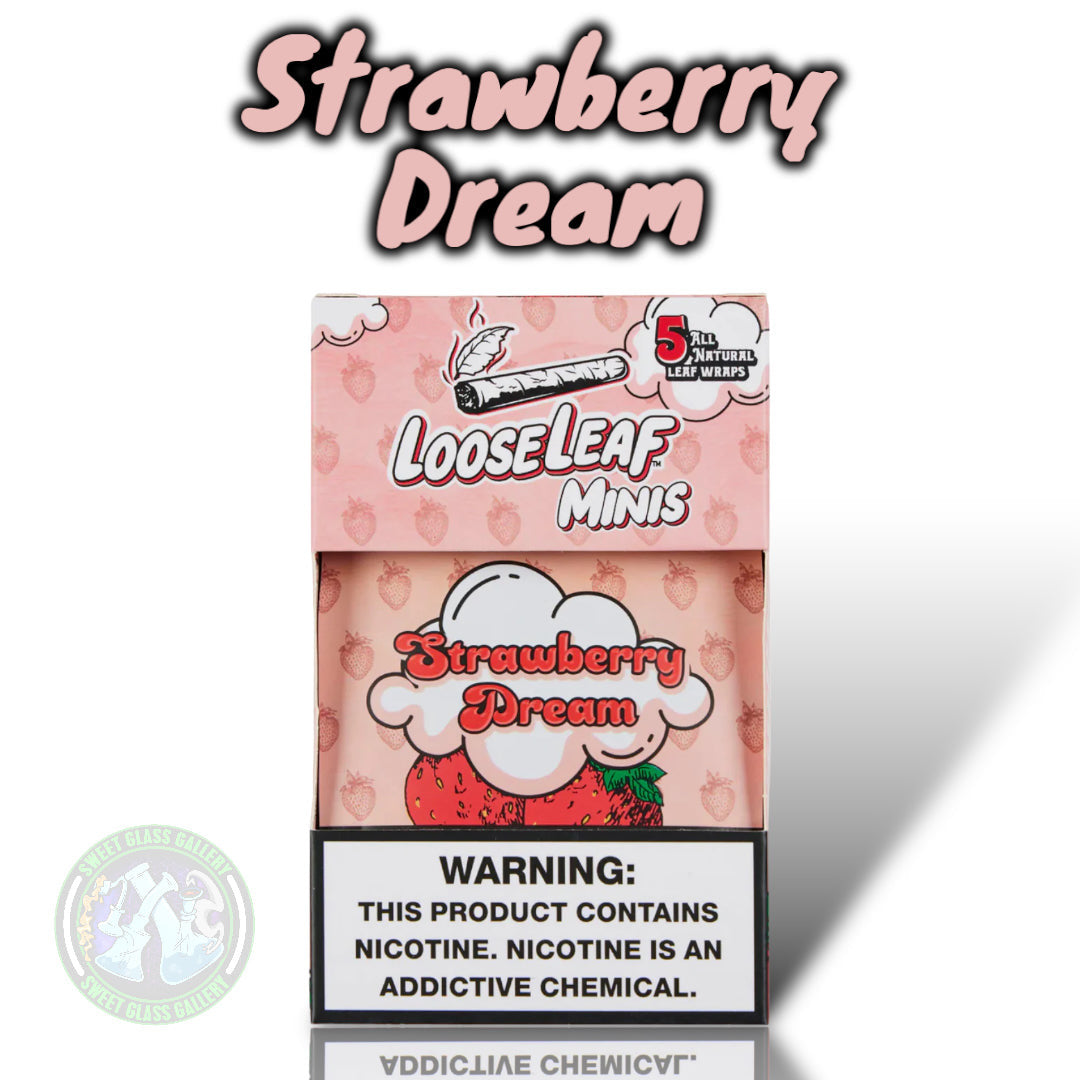 Loose Leaf - Minis Strawberry Dream (All Natural Tobacco Leaf Wraps 5-Pack)