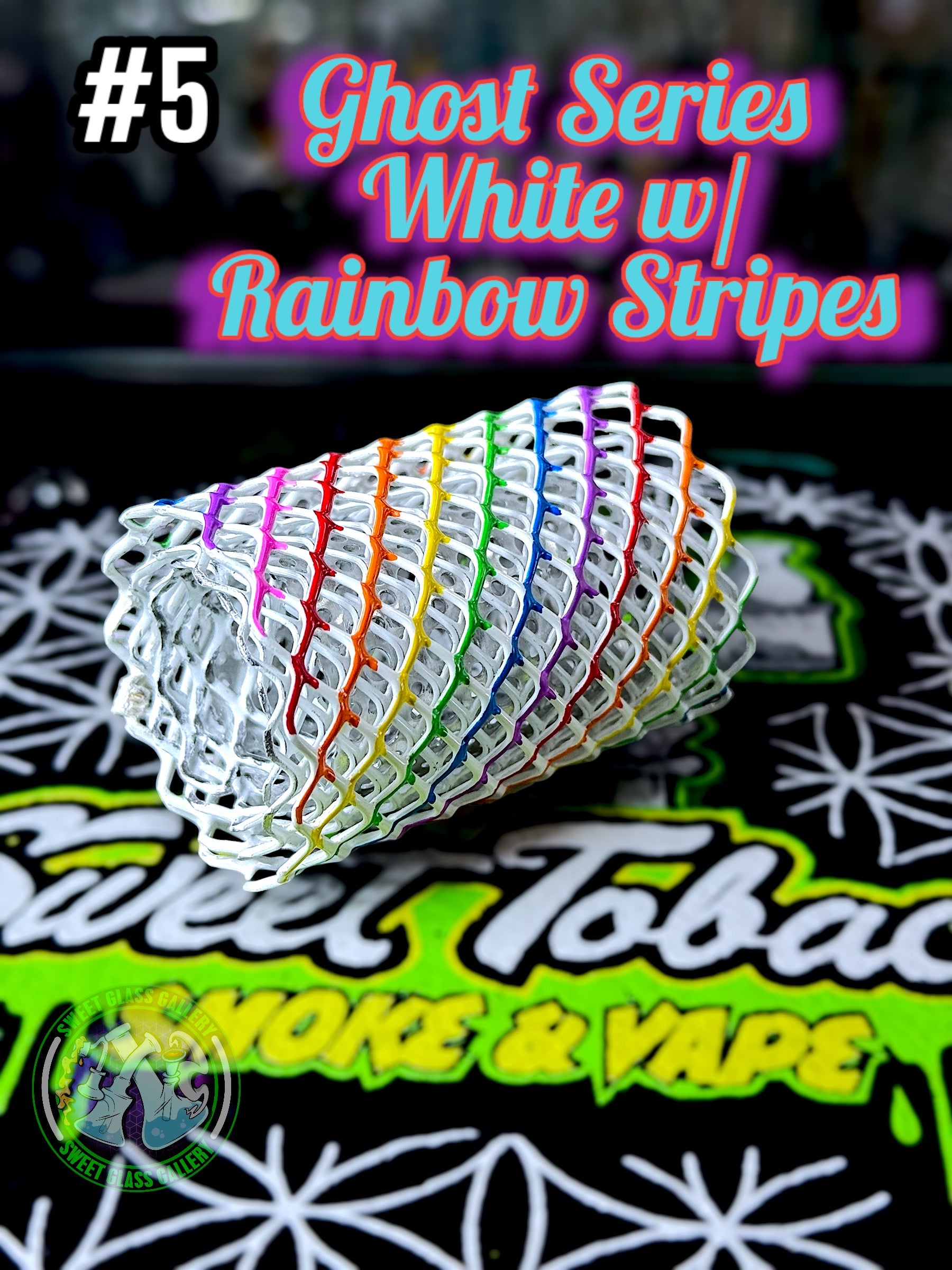 Mamba Guardz - Heat Cage #5 - Blazer GT8000 Guard (Ghost Series White w/ Rainbow Stripes)