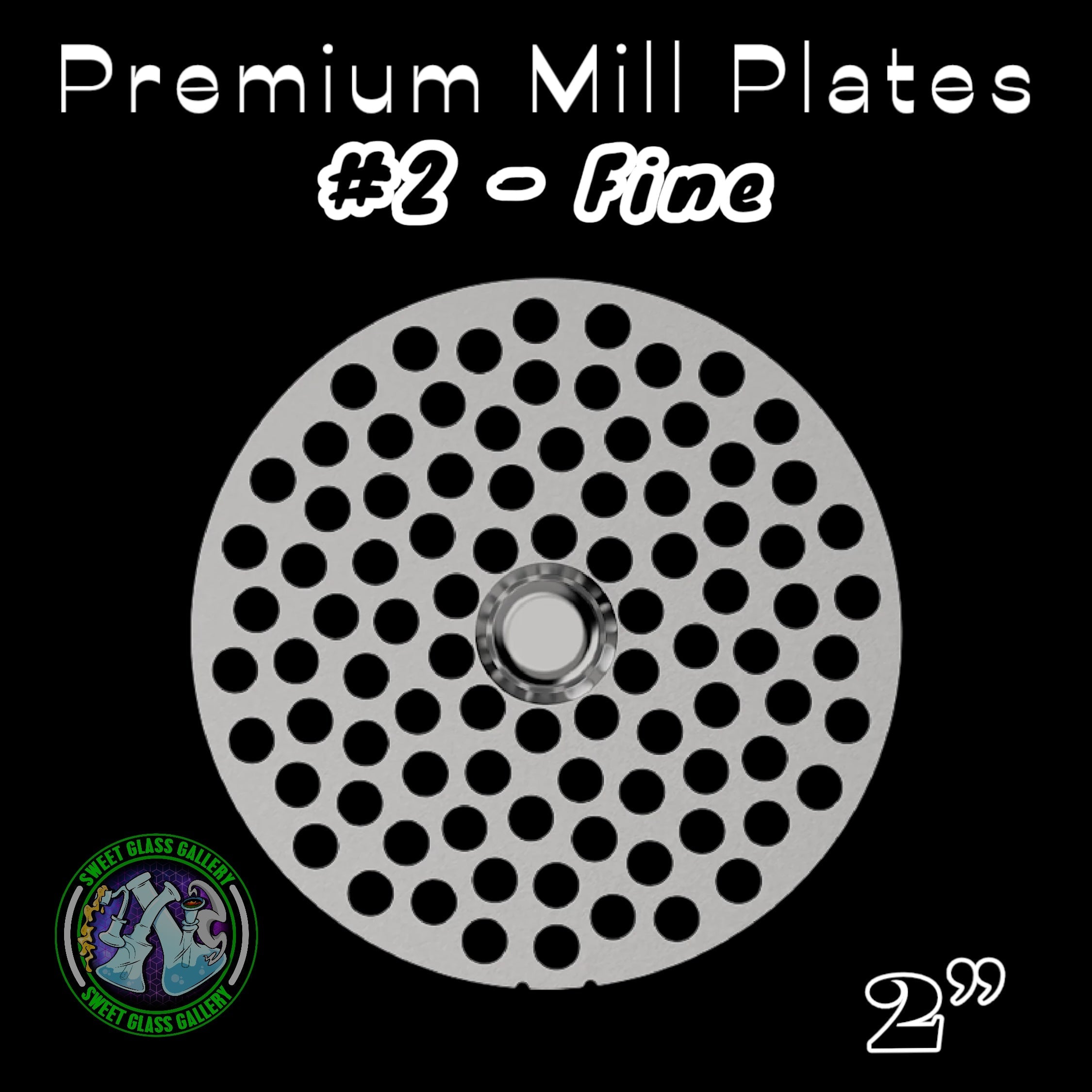 Flower Mill - Premium Mill Plates 2” - #2 Fine