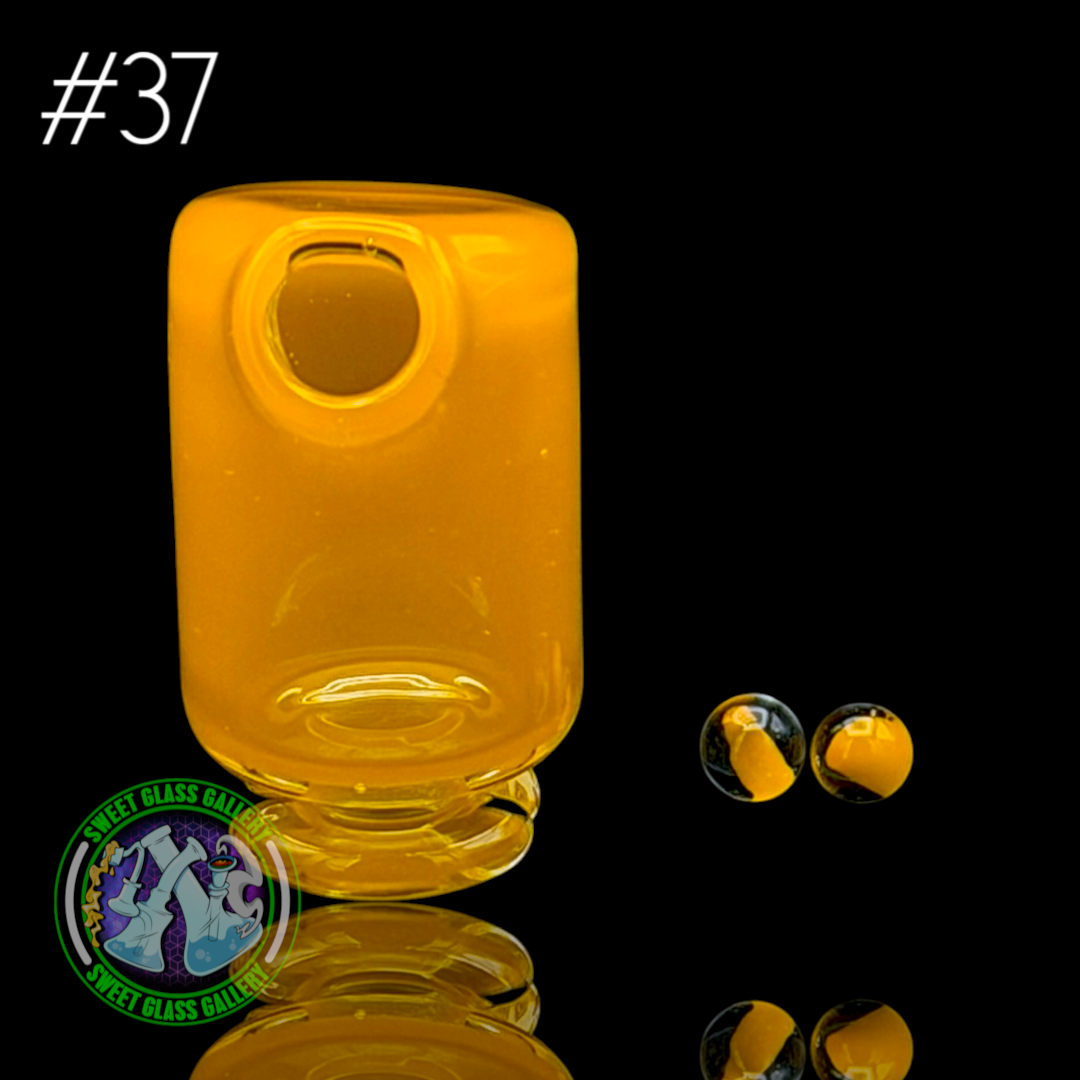 Kizmit Glass - Puffco Pivot Top #37 - Rasta Gold