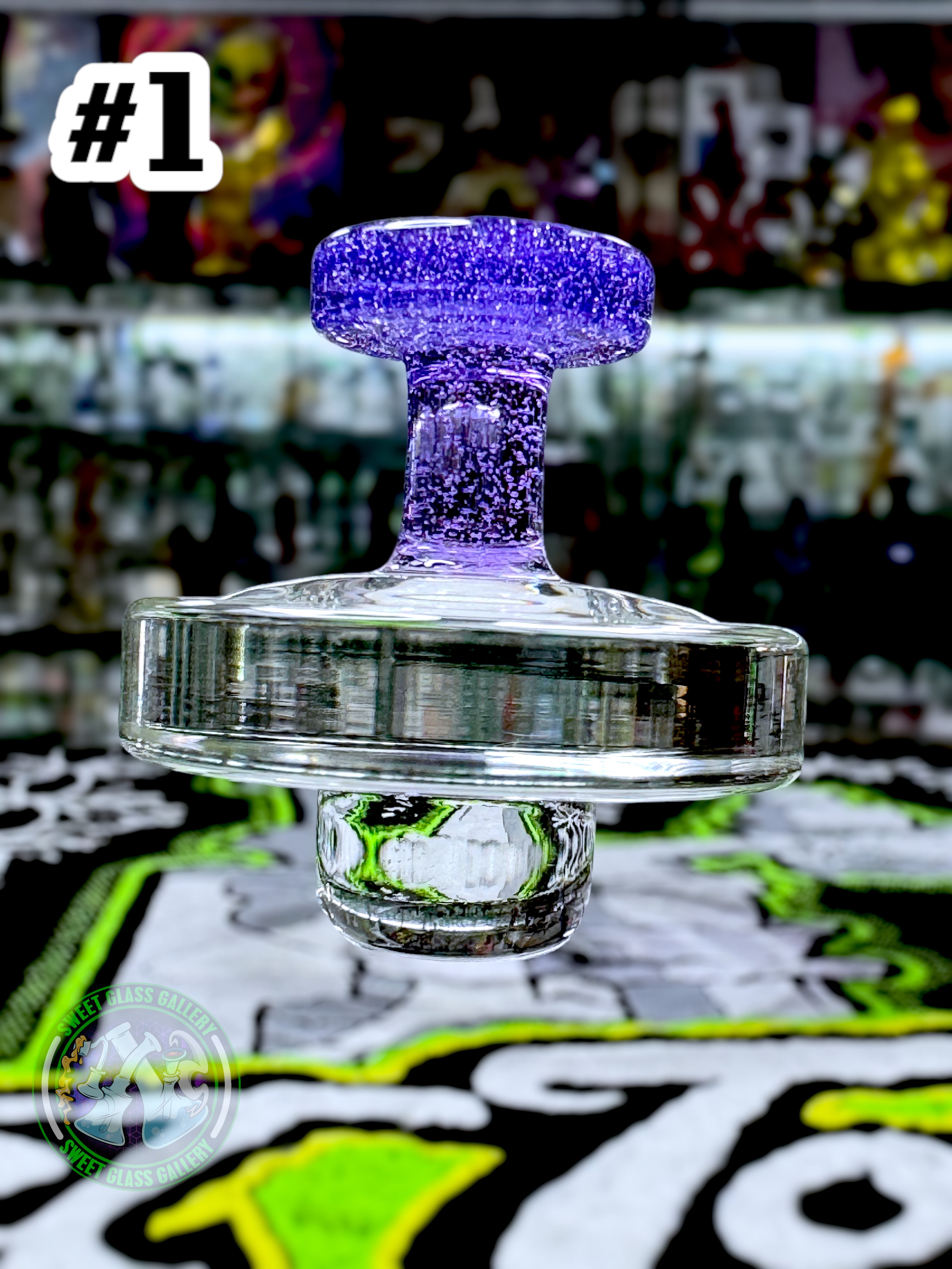 Jong Glass - Slurper Flat Cap (Fits 20mm Slurpers) #1 Purple Lollipop