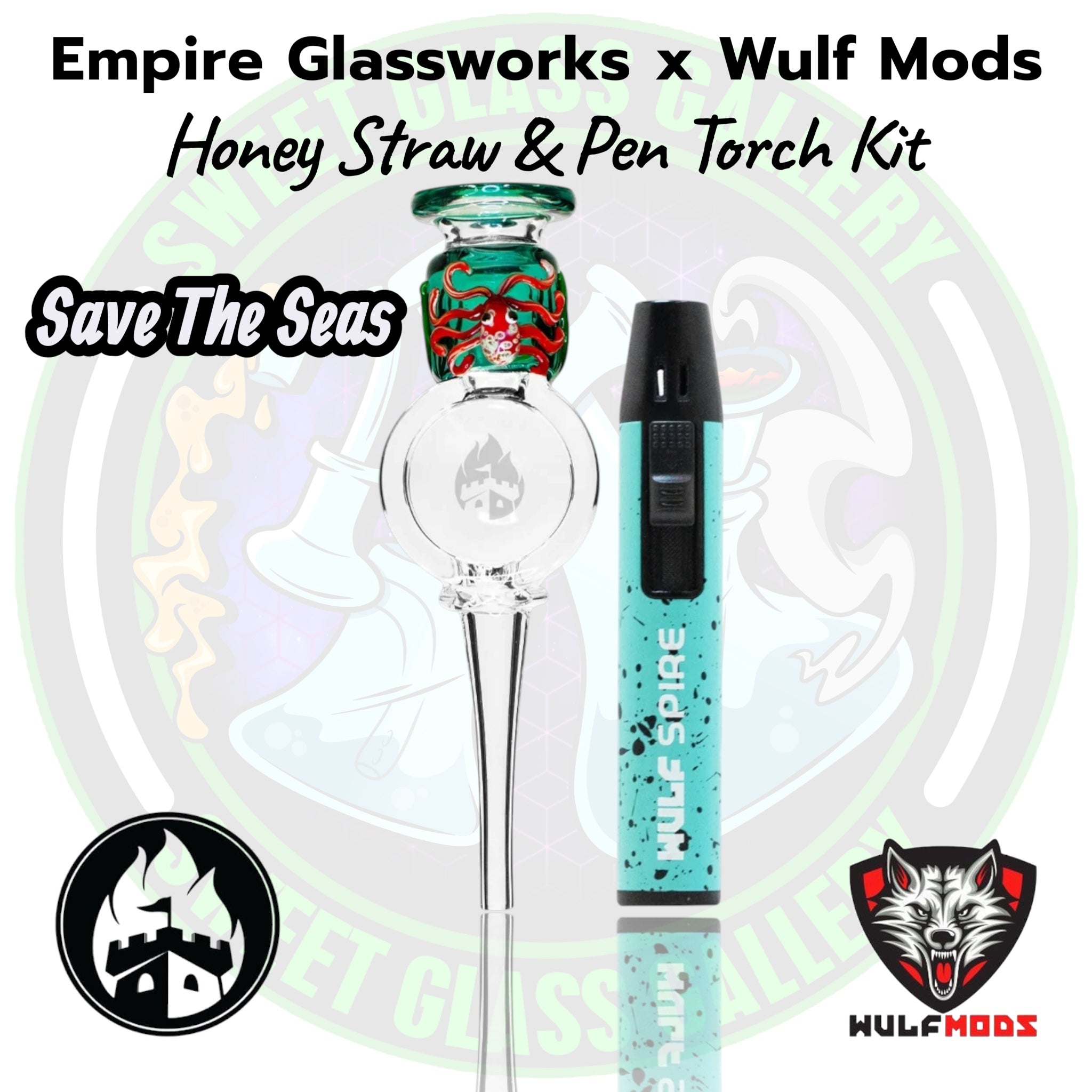 Empire Glassworks x Wulf - Honey Straw & Pen Torch Kit - Save The Seas