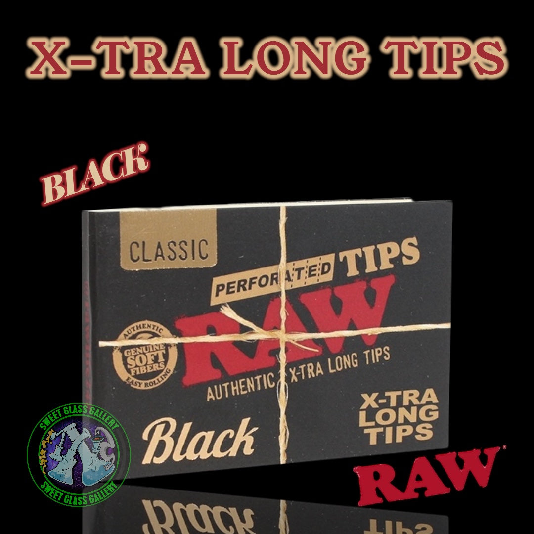 Raw - X-Tra Long Tips - Perforated Classic Black