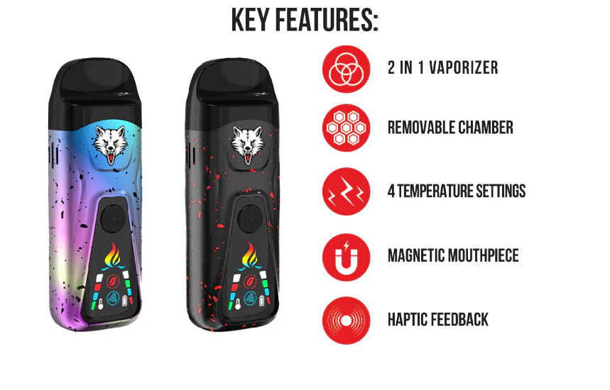 Wulf Mods - Flex - Full Color w/ Black Splatter - Concentrate & Dry Herb Vaporizor