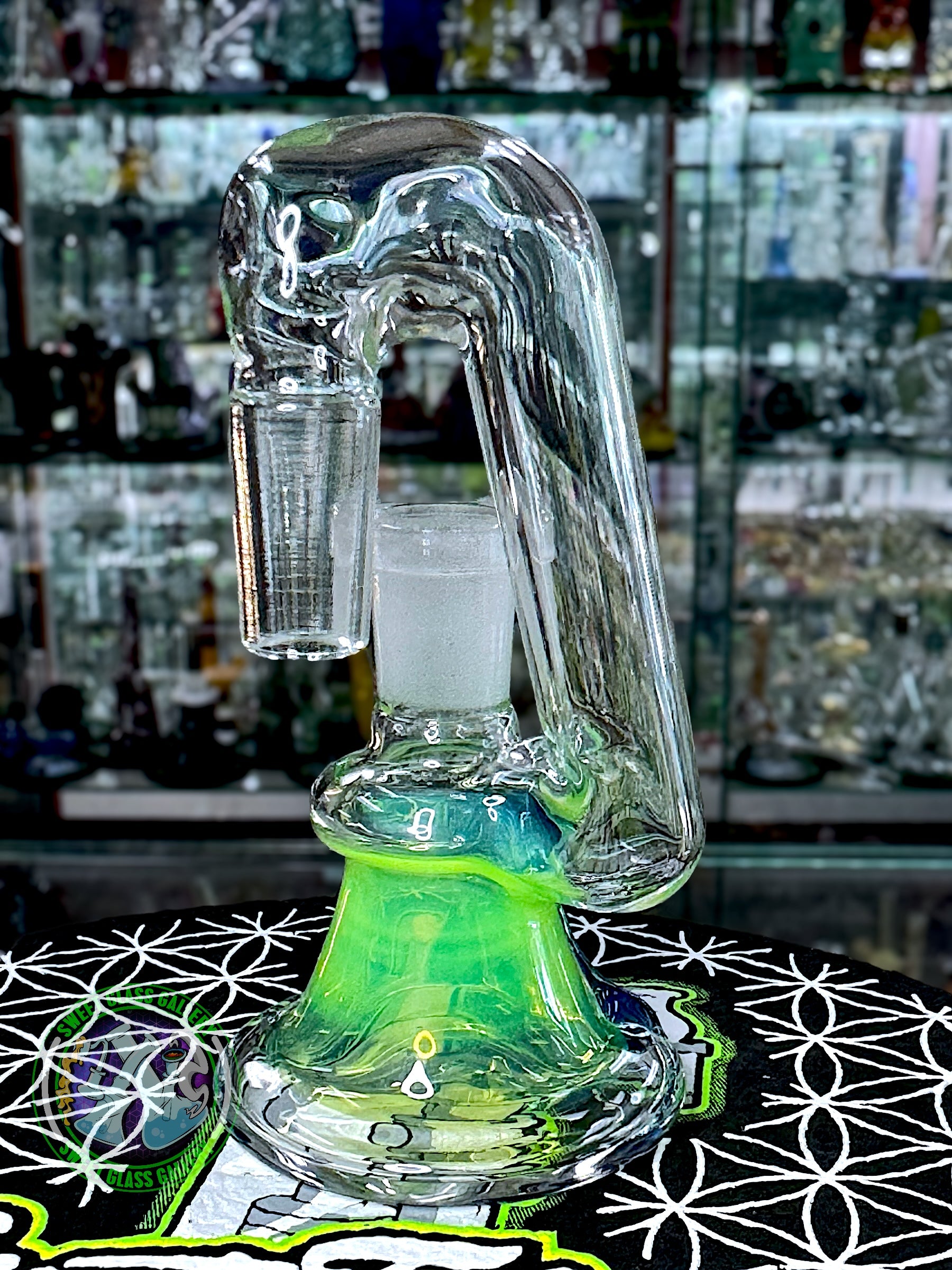 Uzzi Glass - Ash Catcher Dry #3 - Opal Lime & Light Blue