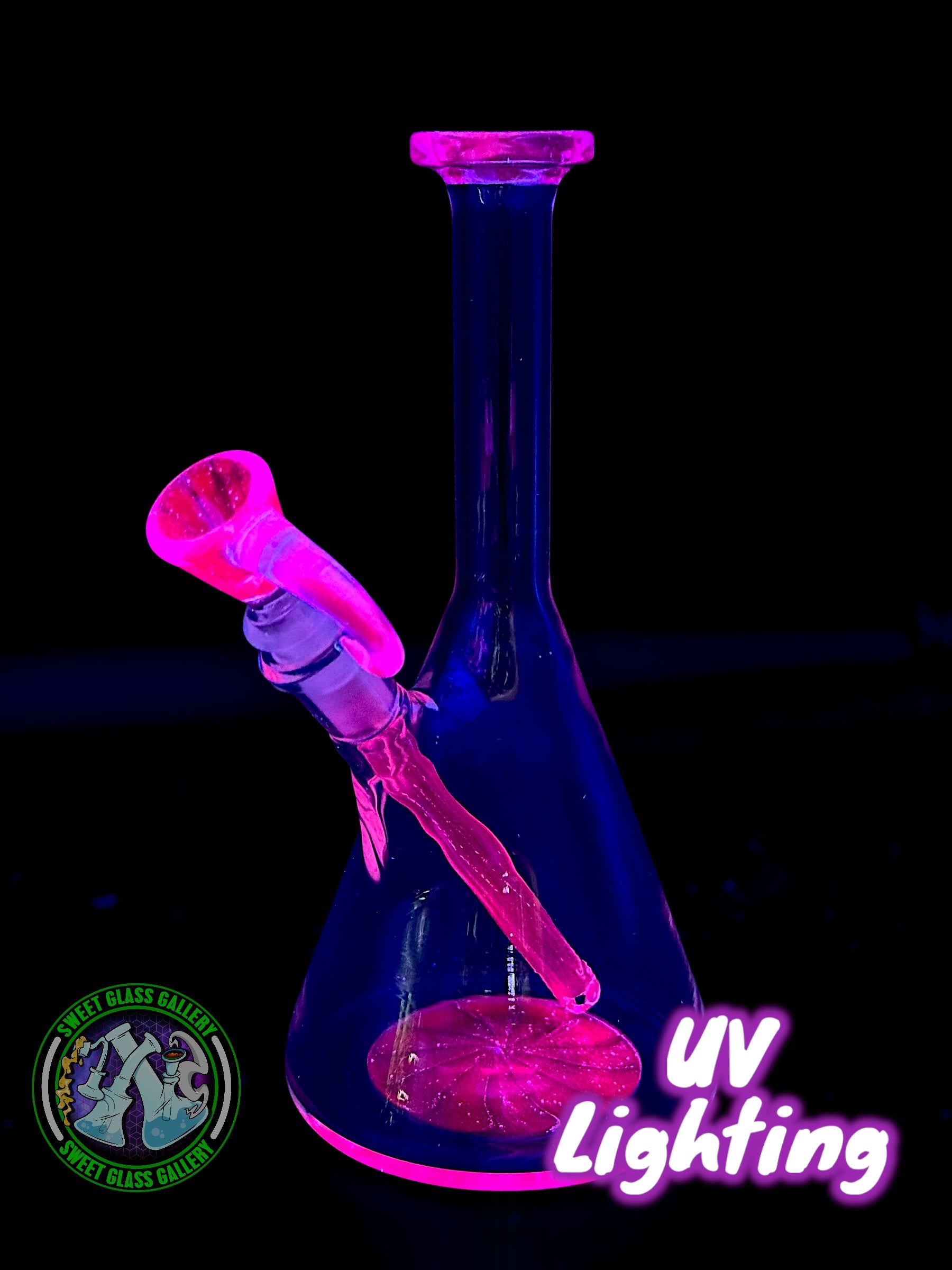 Empty1 Glass - Rig #3 - Mini Beaker w/ Bowl (Blue Dreamingo UV)