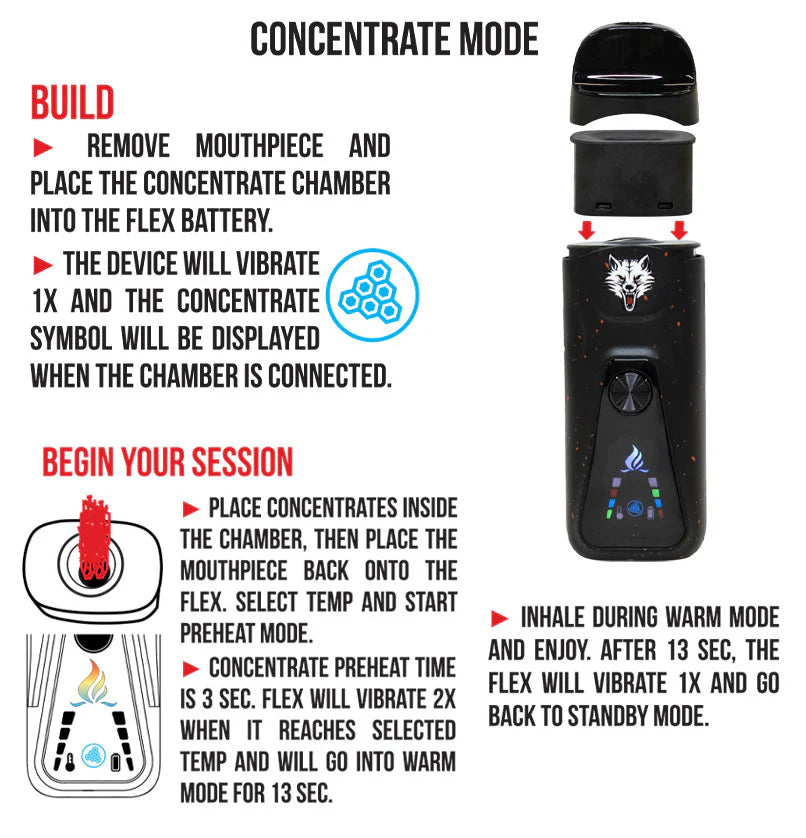 Wulf Mods - Flex - Full Color w/ Black Splatter - Concentrate & Dry Herb Vaporizor