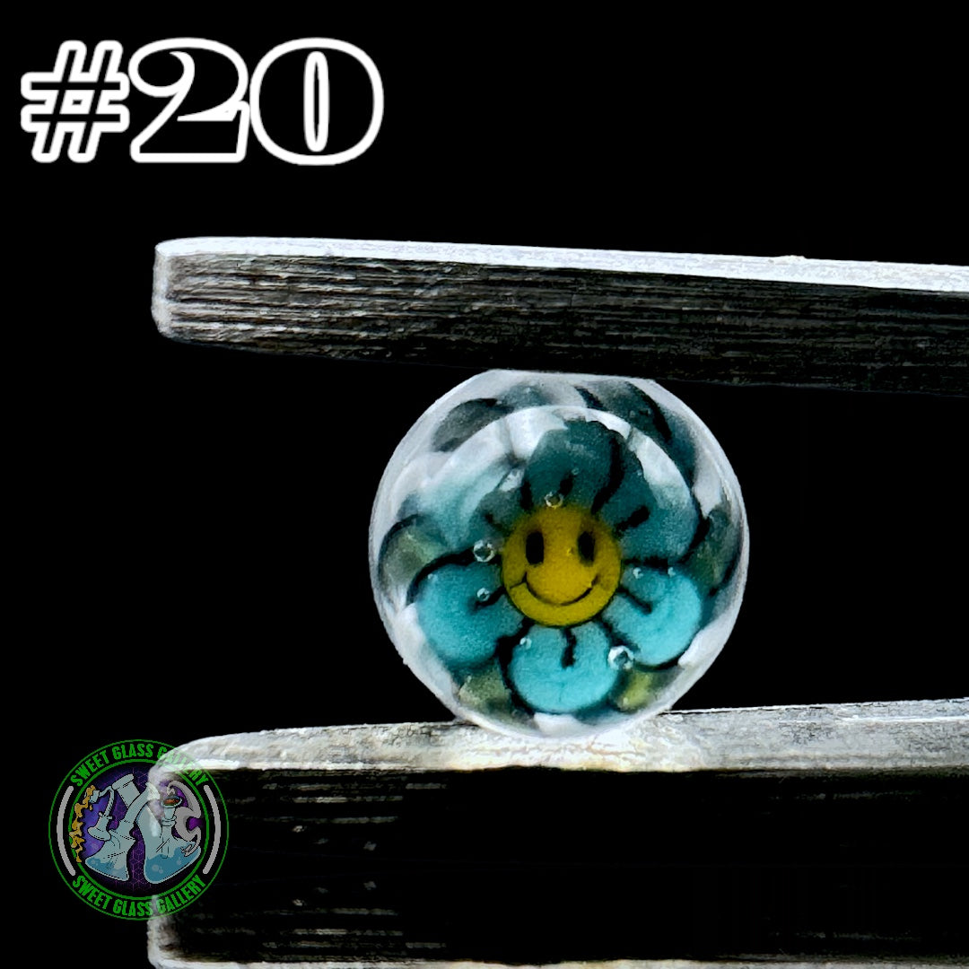 Steve Hulsebos Glass - Milli Terp Pearl 6mm #20 (Flower Smiley Blue)