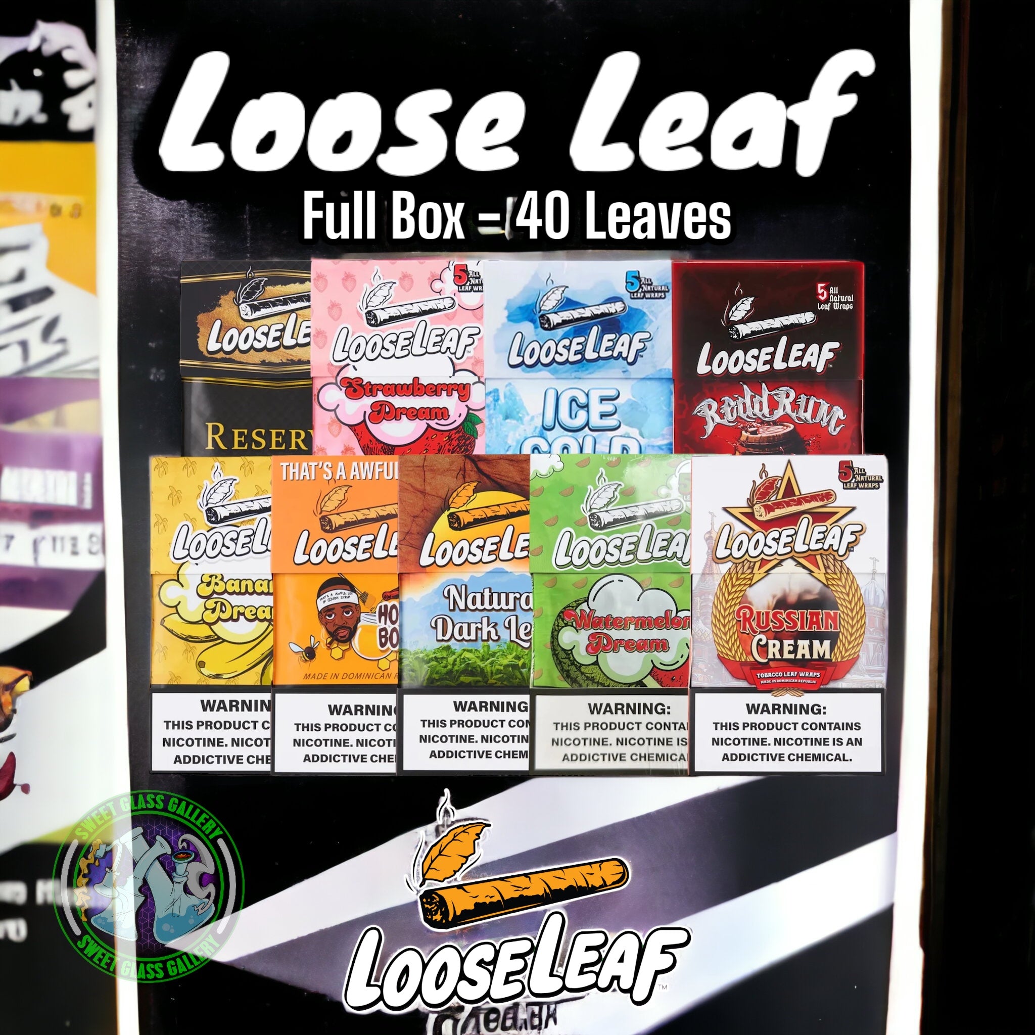 Loose Leaf - All Natural Tobacco Leaf Wraps - Full Box(40-Pack)