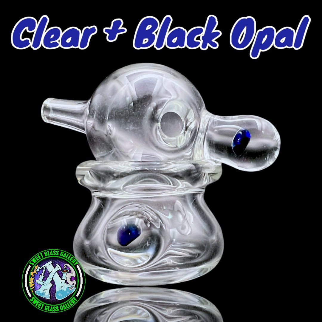 CPB Glass - Directional Carb Cap w/ Honey Pot Holder (Clear w/ Black Opal)