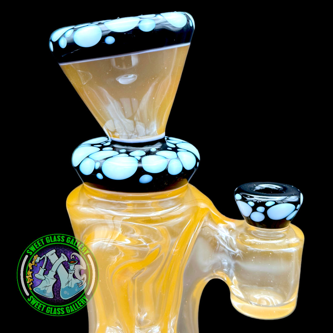 Rycrafted Glass - Full Size Recycler (Peach/Jet Black/Lotus White)